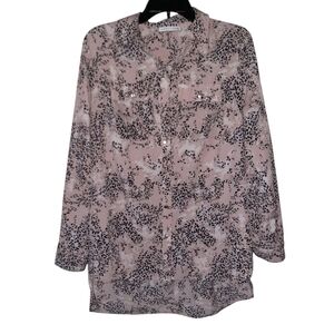 Notations Animal Print Blouse Long Sleeve Size Medium